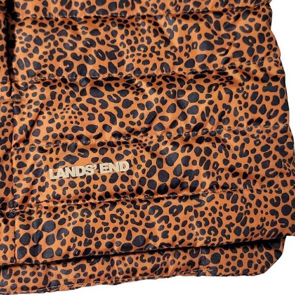 Lands End Puffer Vest Womens 3X (24-26W) 600 Down Leopard Water Resistant NEW - Picture 2 of 15